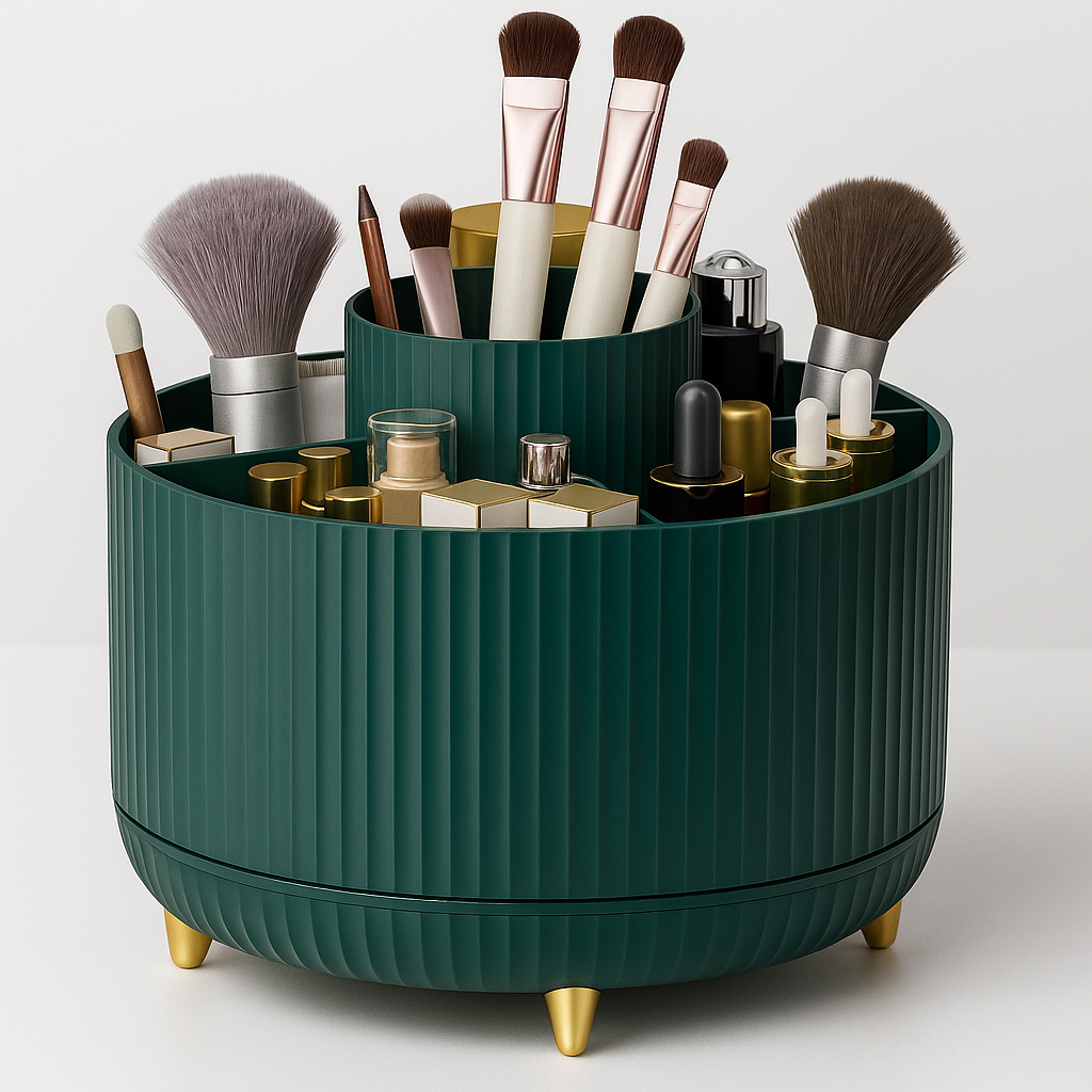 Striped Rotating Desk & Vanity Organizer