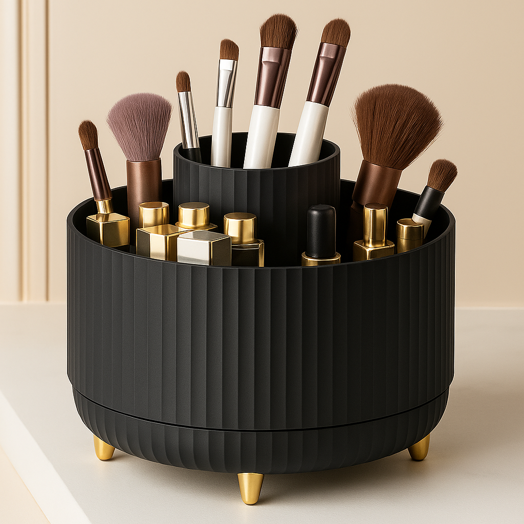Striped Rotating Desk & Vanity Organizer