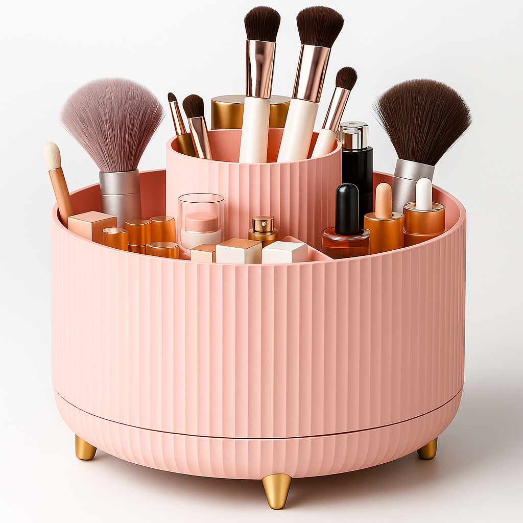 Striped Rotating Desk & Vanity Organizer