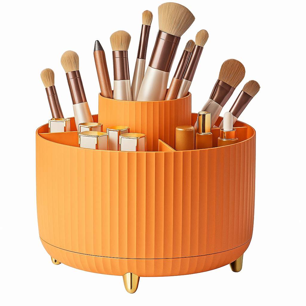 Striped Rotating Desk & Vanity Organizer