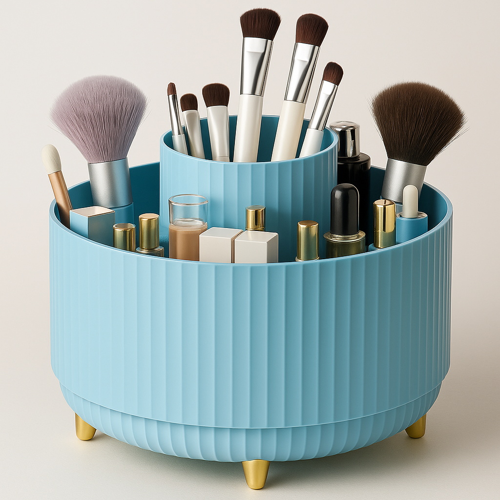 Striped Rotating Desk & Vanity Organizer
